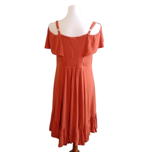 Torrid Orange Ruffle Tank Babydoll Dress Off The Shoulder Size 12 Large - Picture 4 of 9